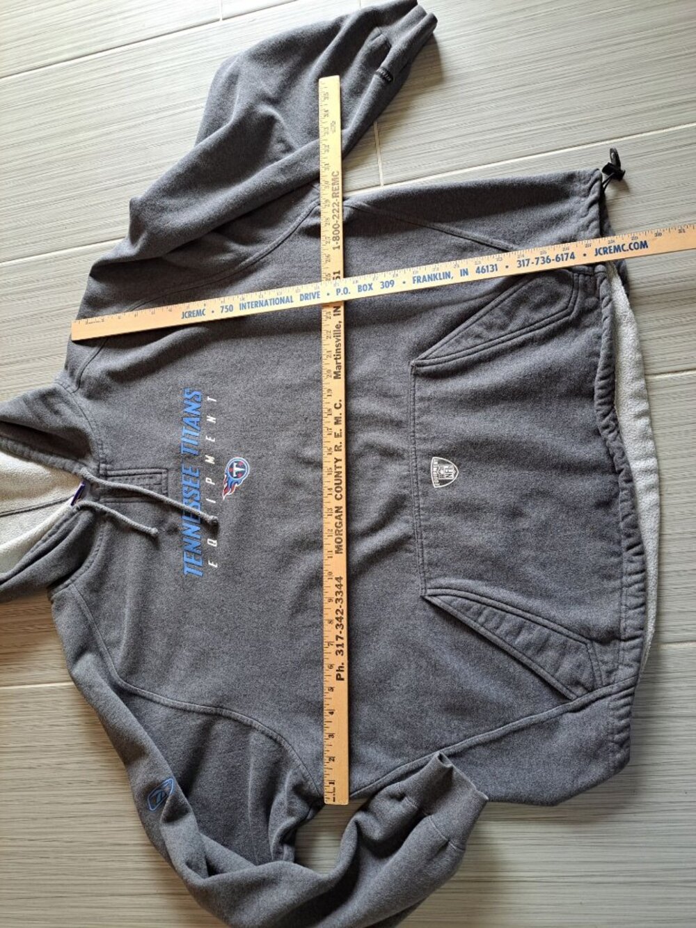 Vtg Reebok Tennessee Titans NFL Equipment Gray Hoodie 2XL Cotton Drawstring Mens - Picture 7 of 10